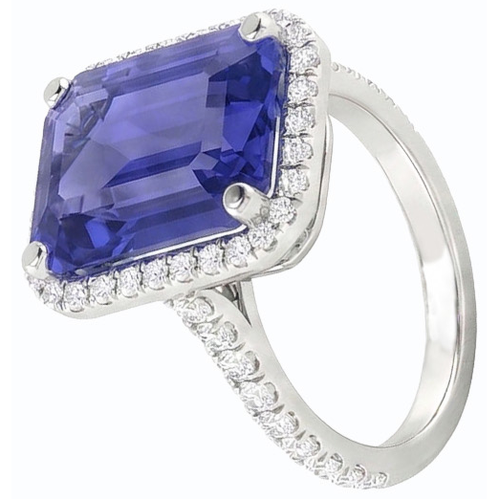 natural emerald sapphire 4.50ct ring profile view