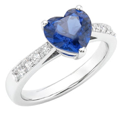 Natural Sapphire Ring 2ct - White Gold 14K
