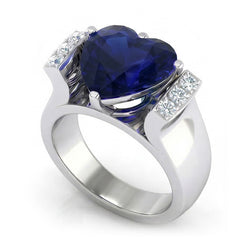 Round Natural Earth Mined Diamond ( Not Lab Grown ) Jewelry Sapphire Ring Bar Set Style 3.50 Carats