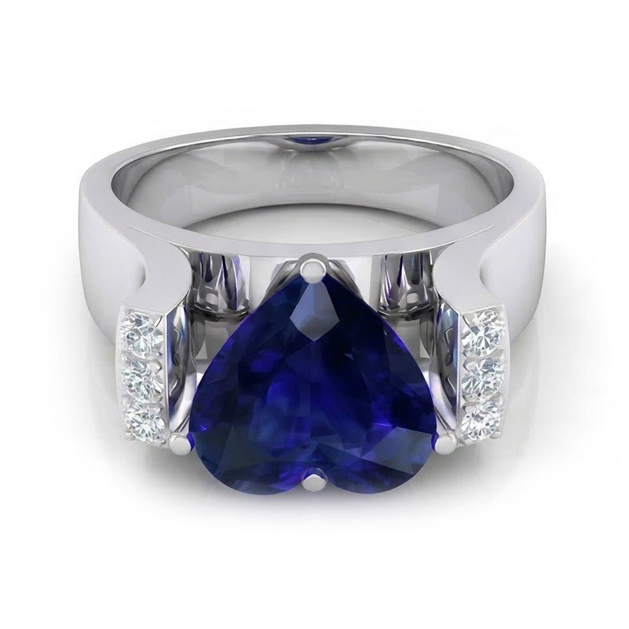 Round Natural Earth Mined Diamond ( Not Lab Grown ) Jewelry Sapphire Ring Bar Set Style 3.50 Carats