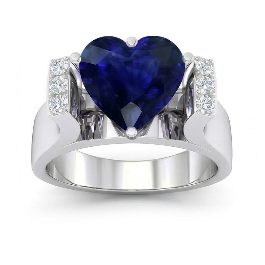 Round Natural Earth Mined Diamond ( Not Lab Grown ) Jewelry Sapphire Ring Bar Set Style 3.50 Carats