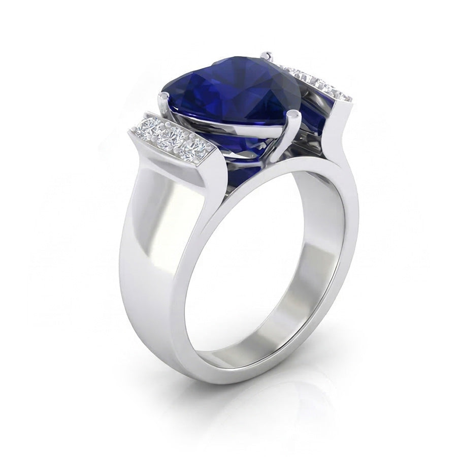 Round Natural Earth Mined Diamond ( Not Lab Grown ) Jewelry Sapphire Ring Bar Set Style 3.50 Carats