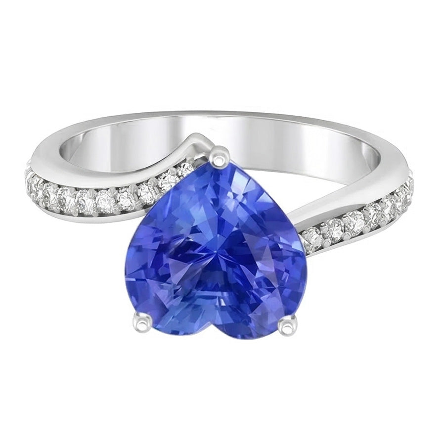 natural round sapphire 4.50ct ring top view