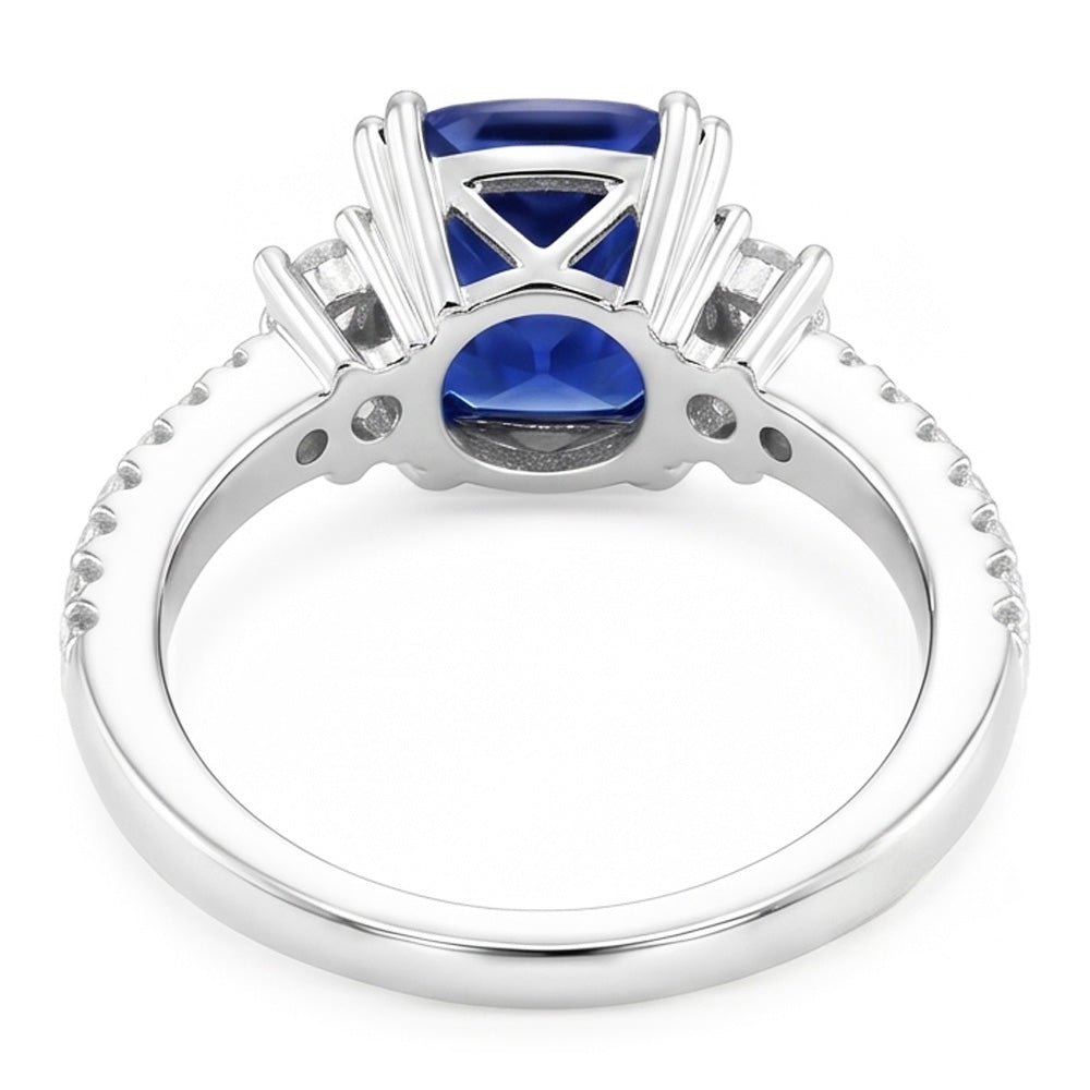 Round Natural Earth Mined Diamond ( Not Lab Grown ) Ring Cushion Ceylon Sapphire Gemstone 4.50 Carats Gold