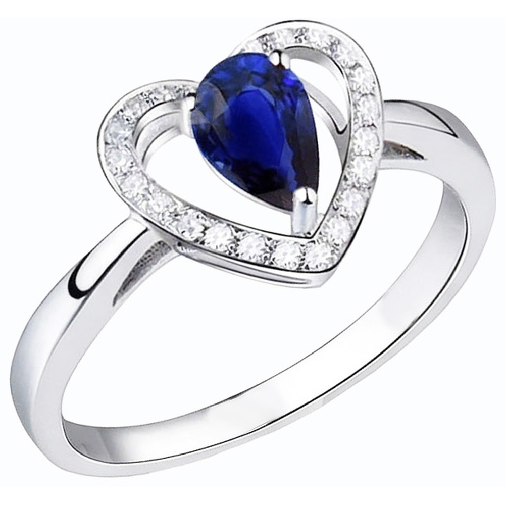 natural round sapphire 3ct ring front view