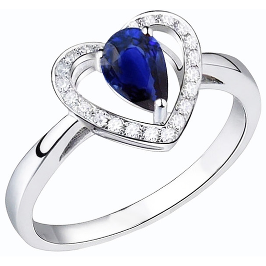 natural round sapphire 3ct ring front view