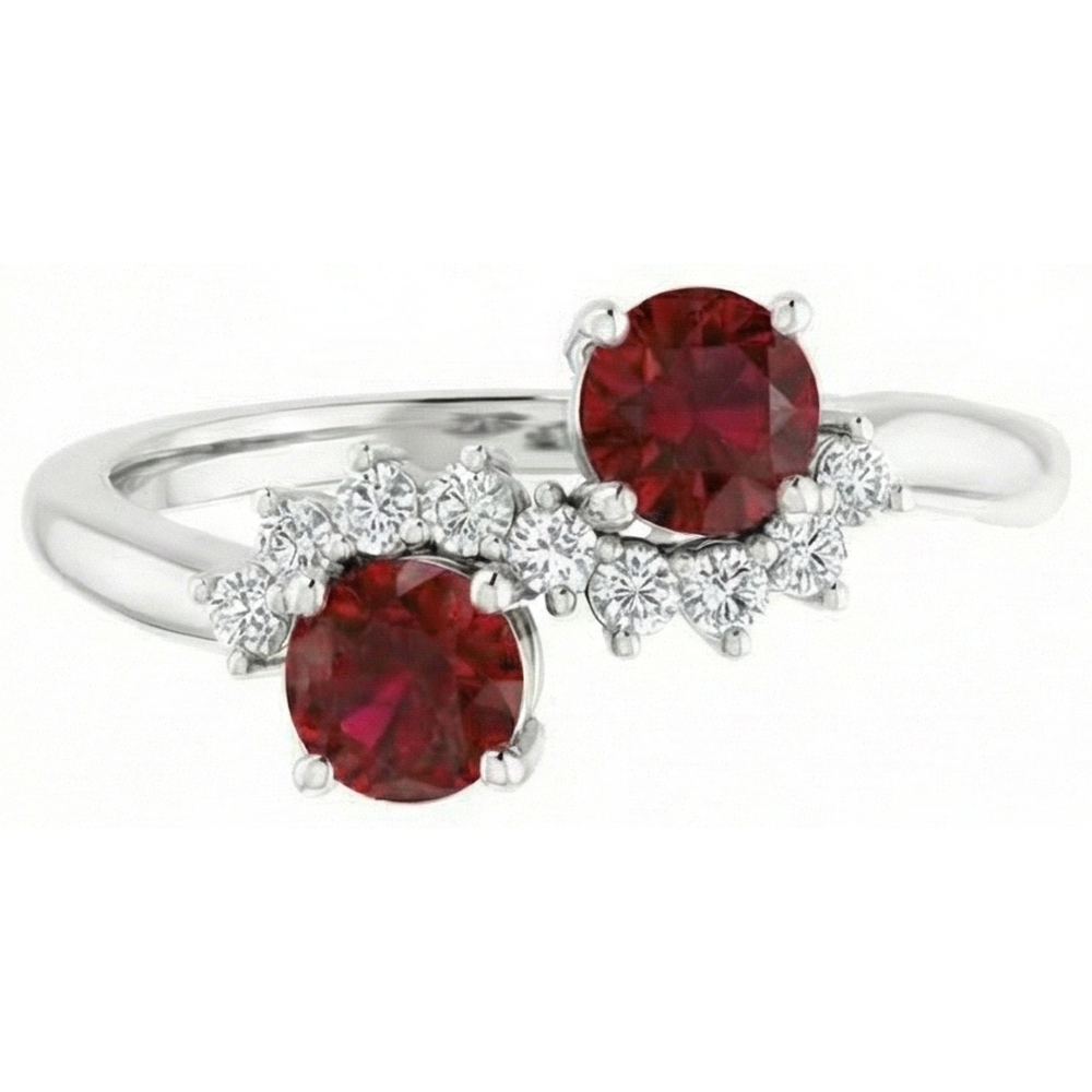 natural round ruby 2.40ct ring front view