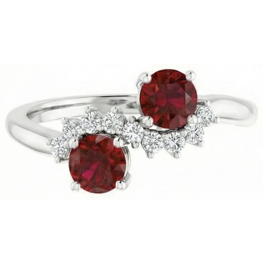 natural round ruby 2.40ct ring front view