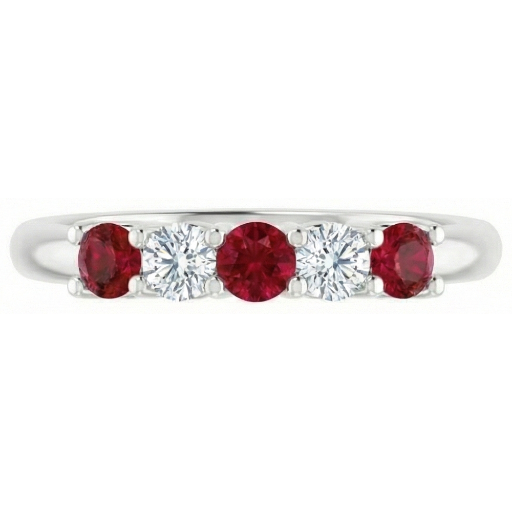 Round Natural Earth Mined Diamond ( Not Lab Grown ) Ruby Stone Ring 2 Carats White Gold 14K Jewelry