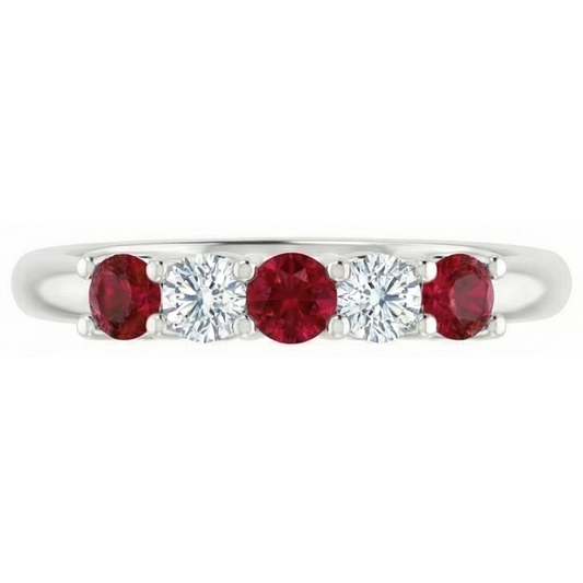 Round Natural Earth Mined Diamond ( Not Lab Grown ) Ruby Stone Ring 2 Carats White Gold 14K Jewelry