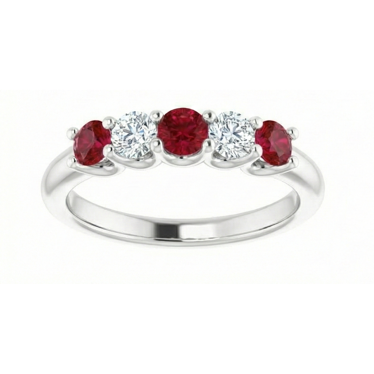 Round Natural Earth Mined Diamond ( Not Lab Grown ) Ruby Stone Ring 2 Carats White Gold 14K Jewelry