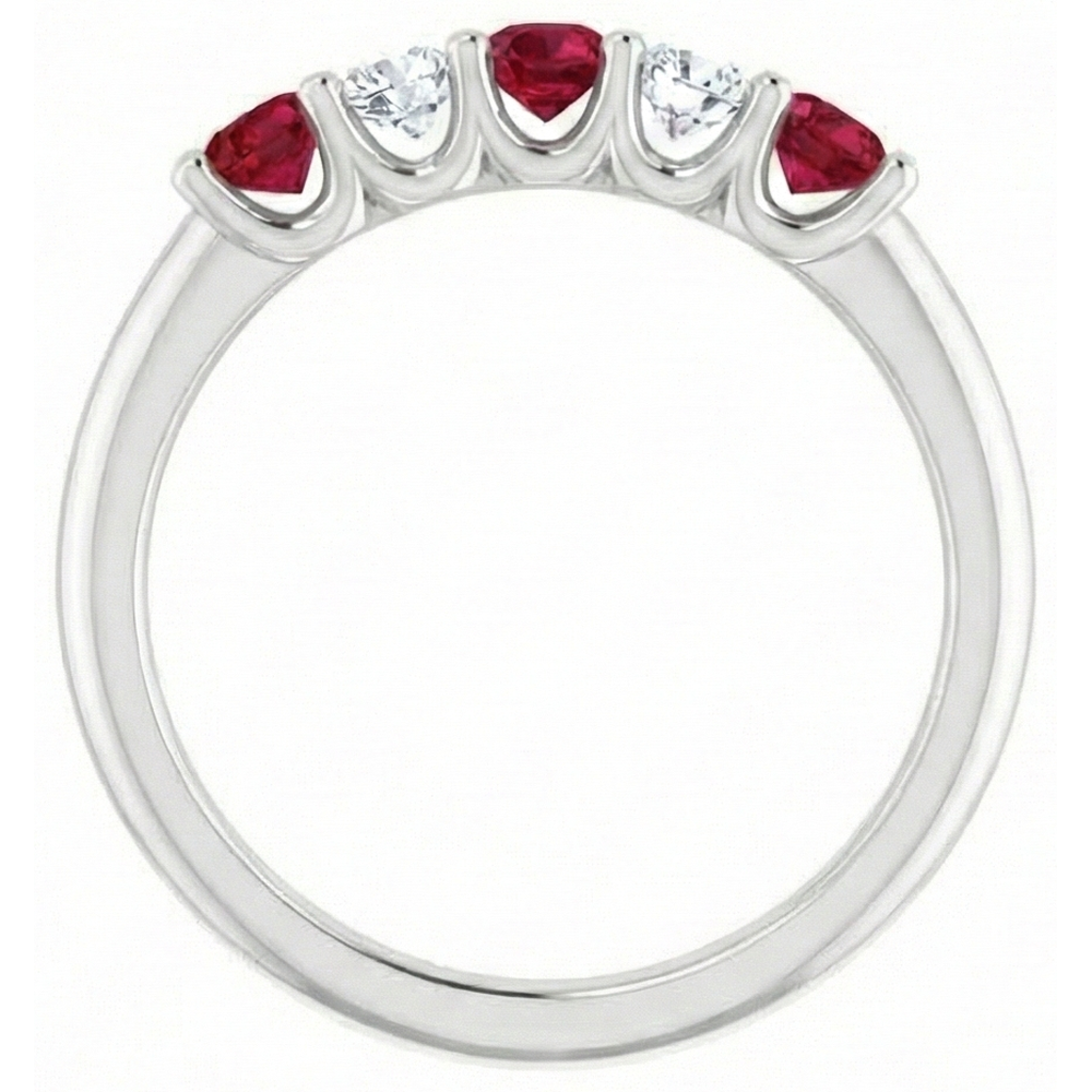 Round Natural Earth Mined Diamond ( Not Lab Grown ) Ruby Stone Ring 2 Carats White Gold 14K Jewelry
