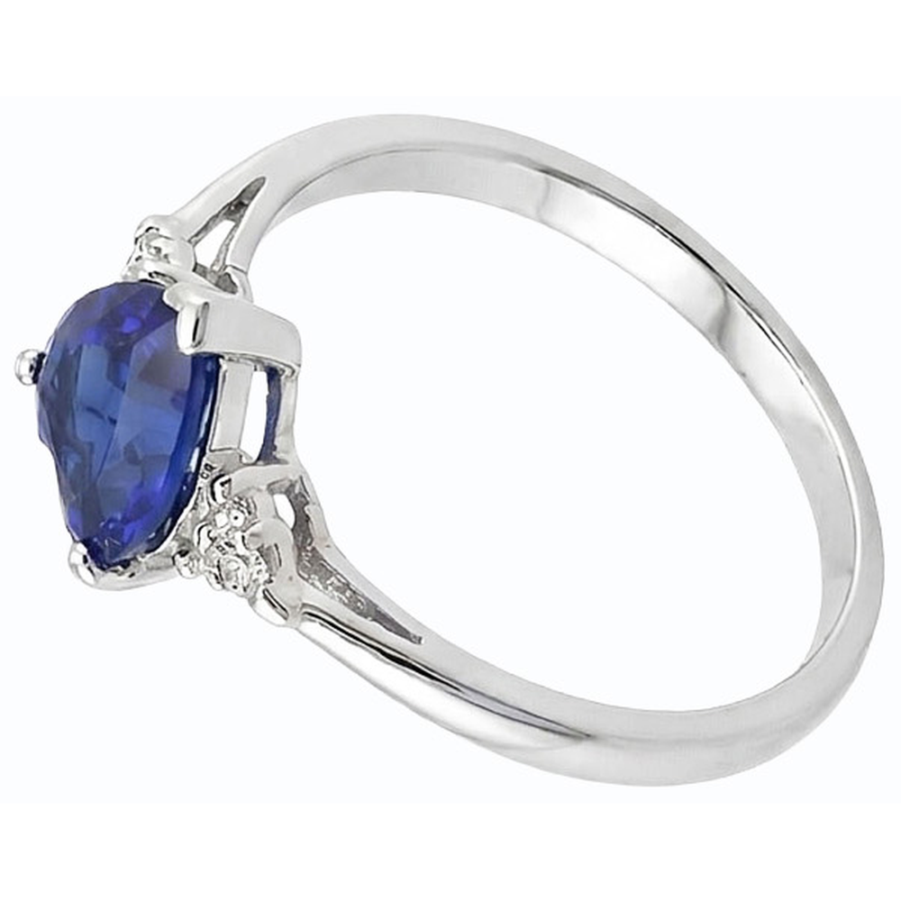 Round Natural Earth Mined Diamond ( Not Lab Grown ) Three Stone Ring Heart Sri Lankan Sapphire 1.75 Carats