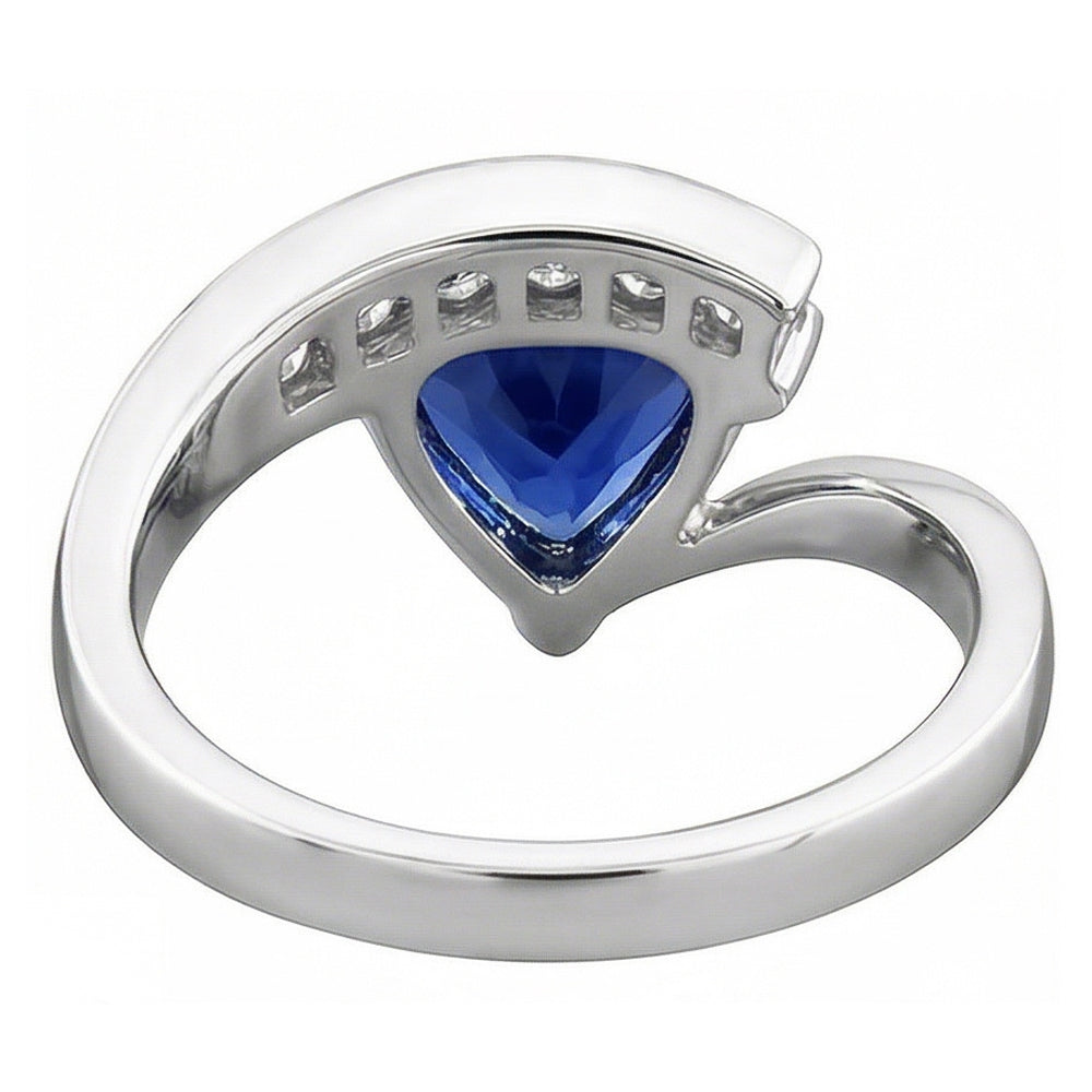 Round Natural Earth Mined Diamond ( Not Lab Grown ) Trillion Blue Sapphire Ring Tension Channel Set 2 Carats