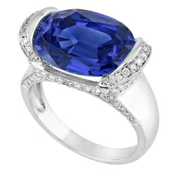 Natural Sapphire Ring 5.50ct - White Gold 14K