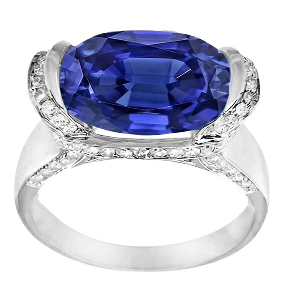 natural round sapphire 5.50ct ring close up detail