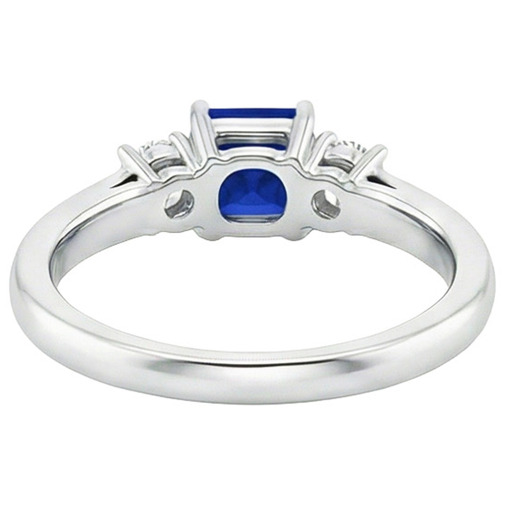 Round Natural Earth Mined Diamond ( Not Lab Grown ) & Princess Blue Sapphire Anniversary Ring 1.25 Carats