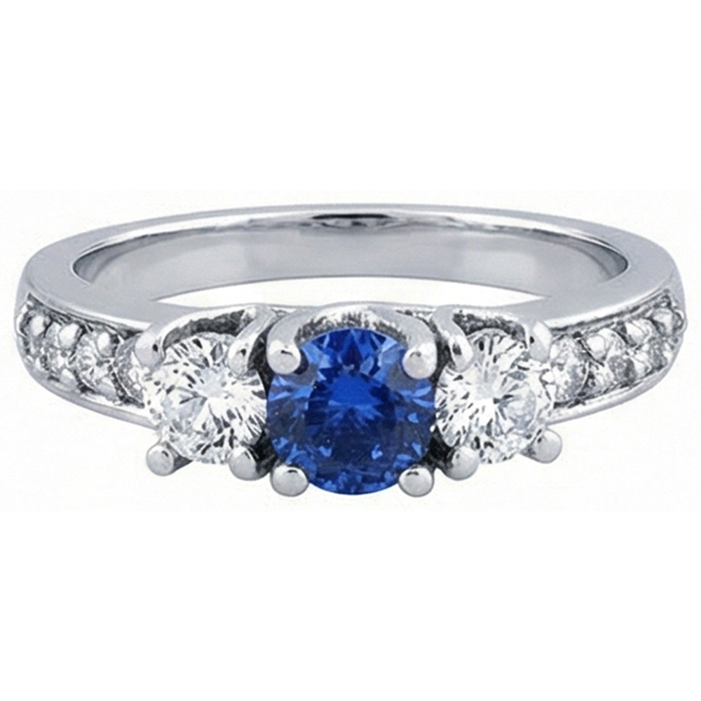 natural round sapphire 2.50ct ring close up detail