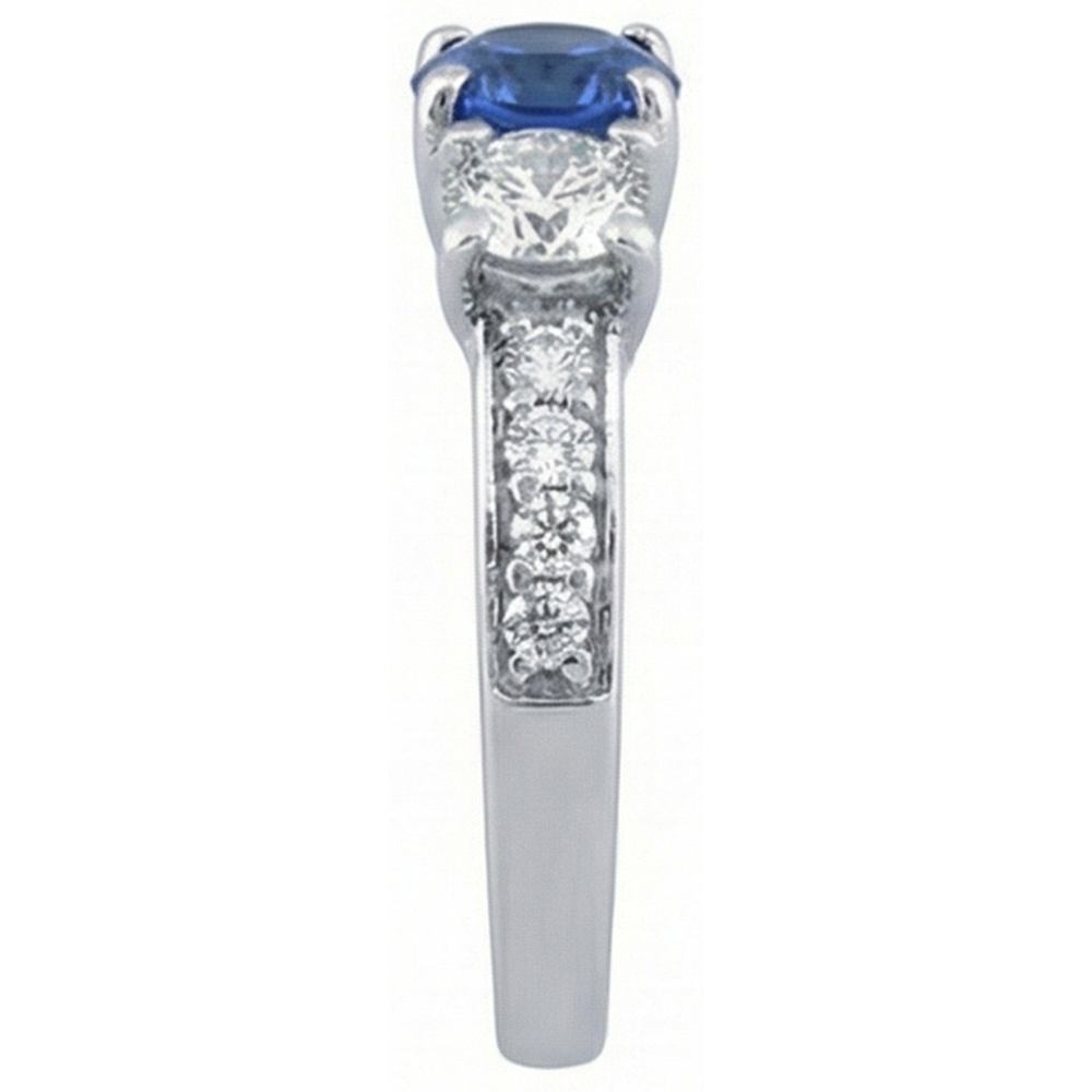 natural round sapphire 2.50ct ring profile view