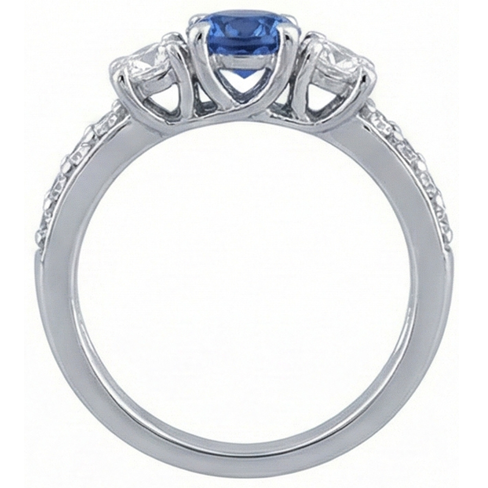 natural round sapphire 2.50ct ring on white background