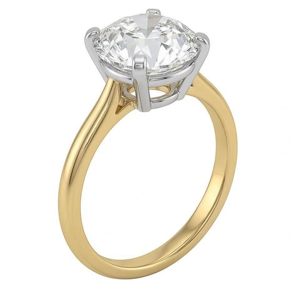 Round Old Cut Solitaire 1.50 Carats Two Tone Mined Natural Real Diamond ( Not Lab Grown ) Engagement Ring