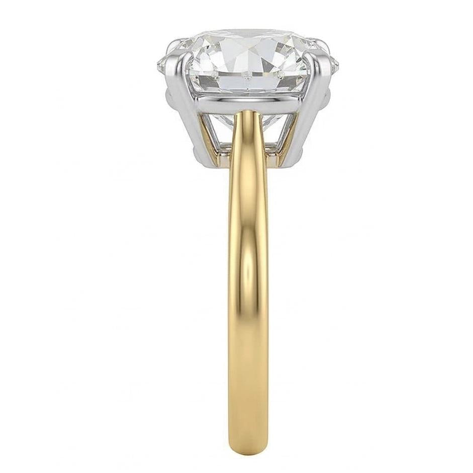 Round Old Cut Solitaire 1.50 Carats Two Tone Mined Natural Real Diamond ( Not Lab Grown ) Engagement Ring