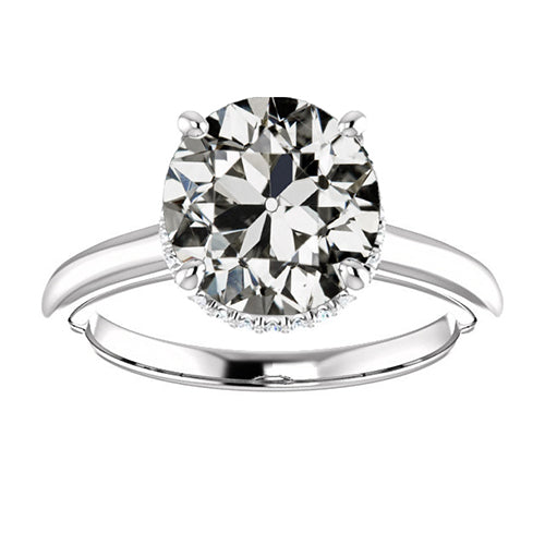 Round Old Mine Cut Real Natural Earth Mined Diamond ( Not Lab Grown ) Ring 4 Prong Set Gold 6.50 Carats
