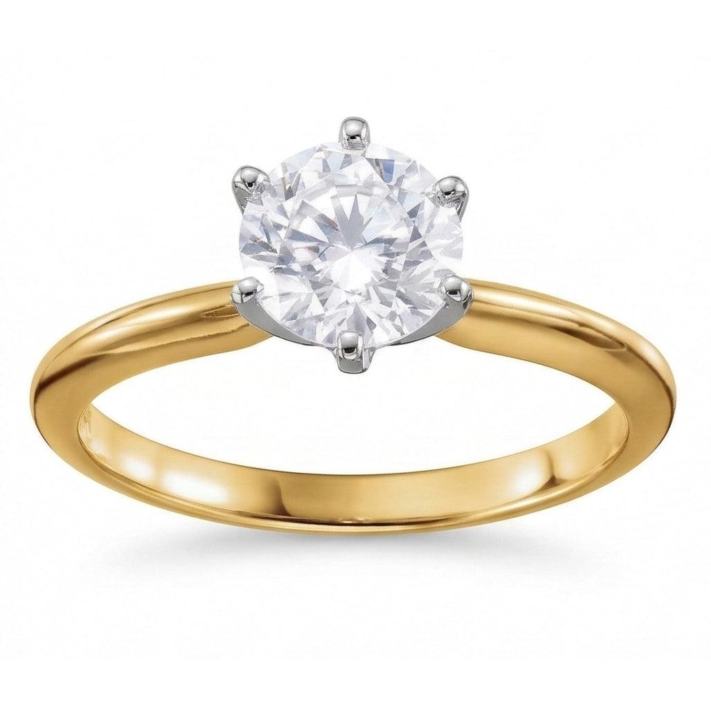 Round Real Natural Earth Mined Diamond 3.52 Ct. Solitaire Ring Two Tone Jewelry