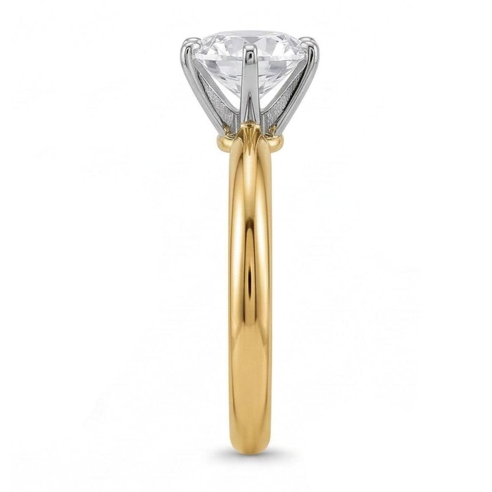 Round Real Natural Earth Mined Diamond 3.52 Ct. Solitaire Ring Two Tone Jewelry