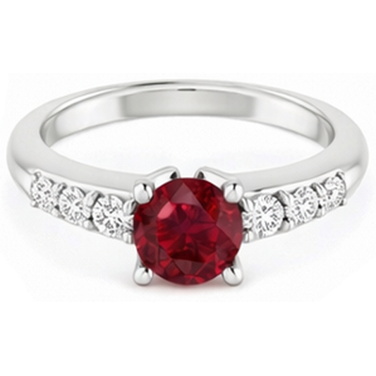 natural round ruby 1.50ct ring front view