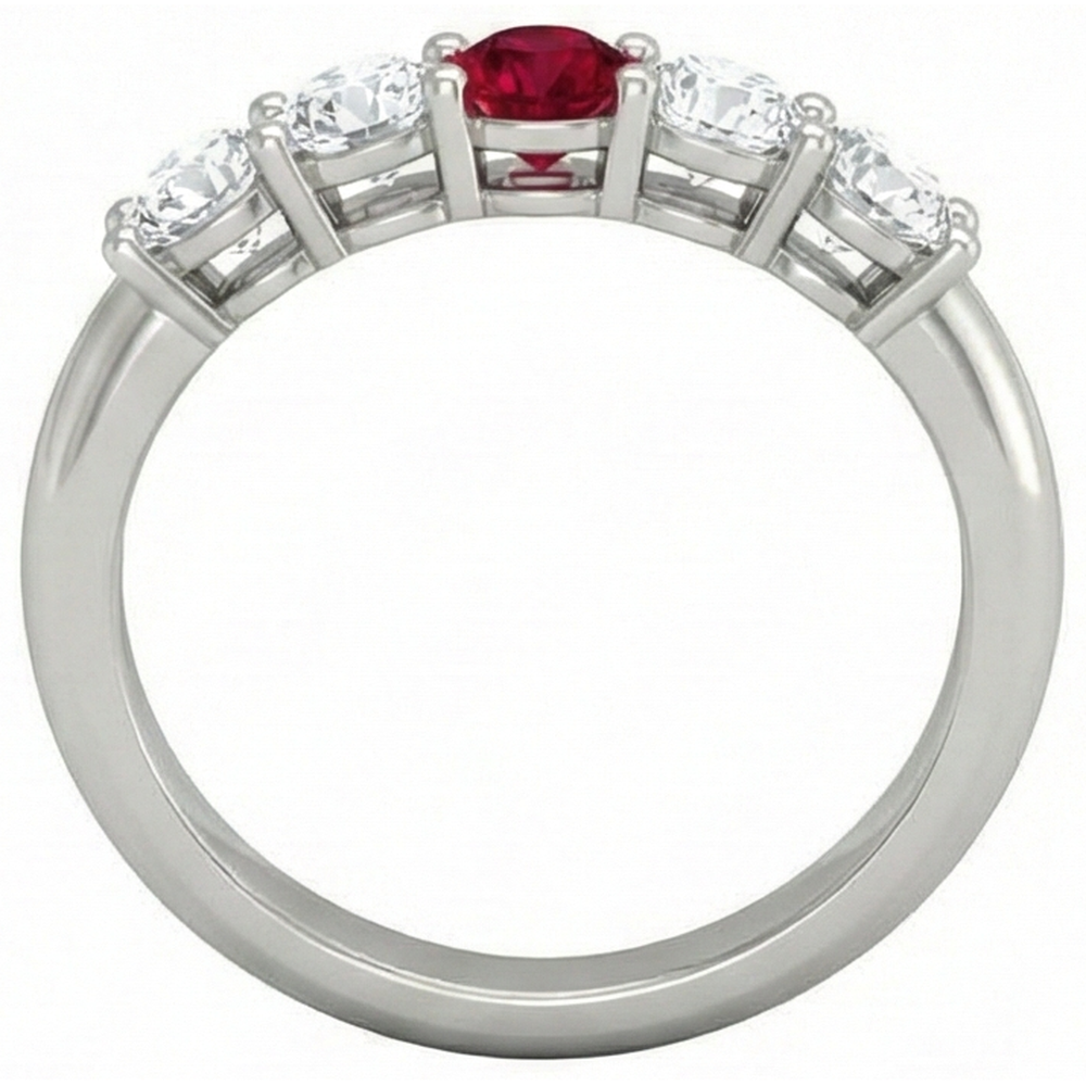 natural round ruby 1.50ct ring profile view