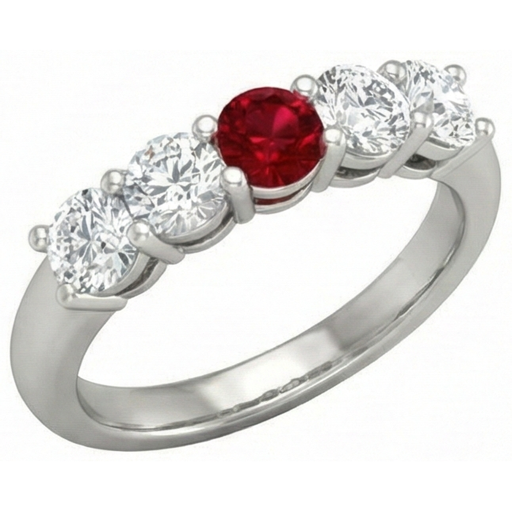 natural round ruby 1.50ct ring on white background