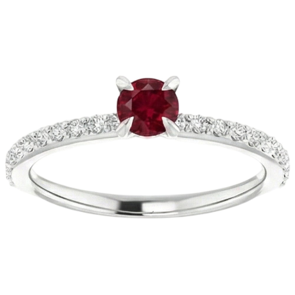 Round Ruby And Natural Earth Mined Diamond ( Not Lab Grown )s Ring 0.95 Carats