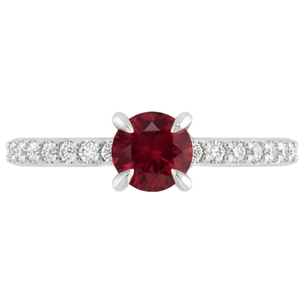 Round Ruby And Natural Earth Mined Diamond ( Not Lab Grown )s Ring 0.95 Carats