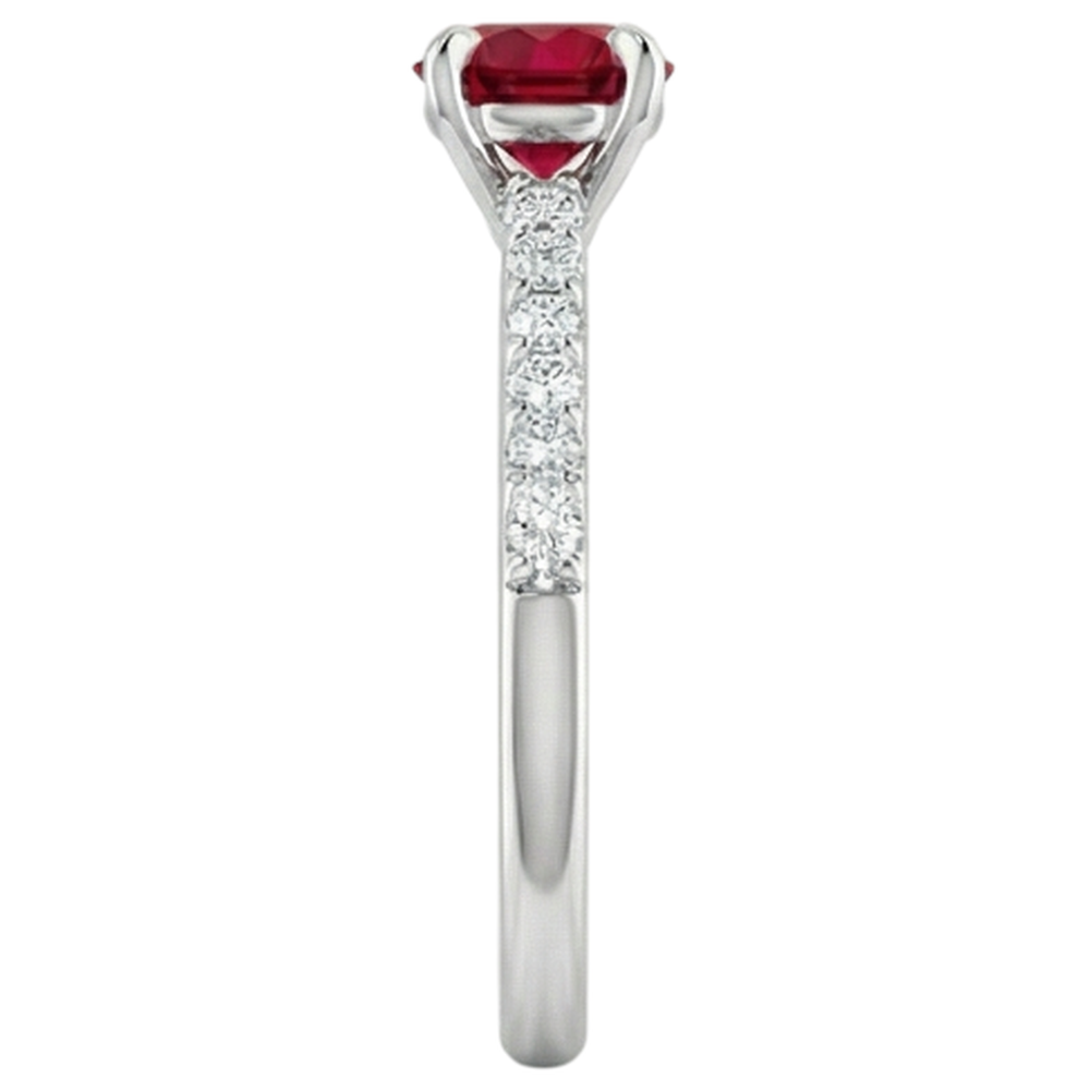 Round Ruby And Natural Earth Mined Diamond ( Not Lab Grown )s Ring 0.95 Carats