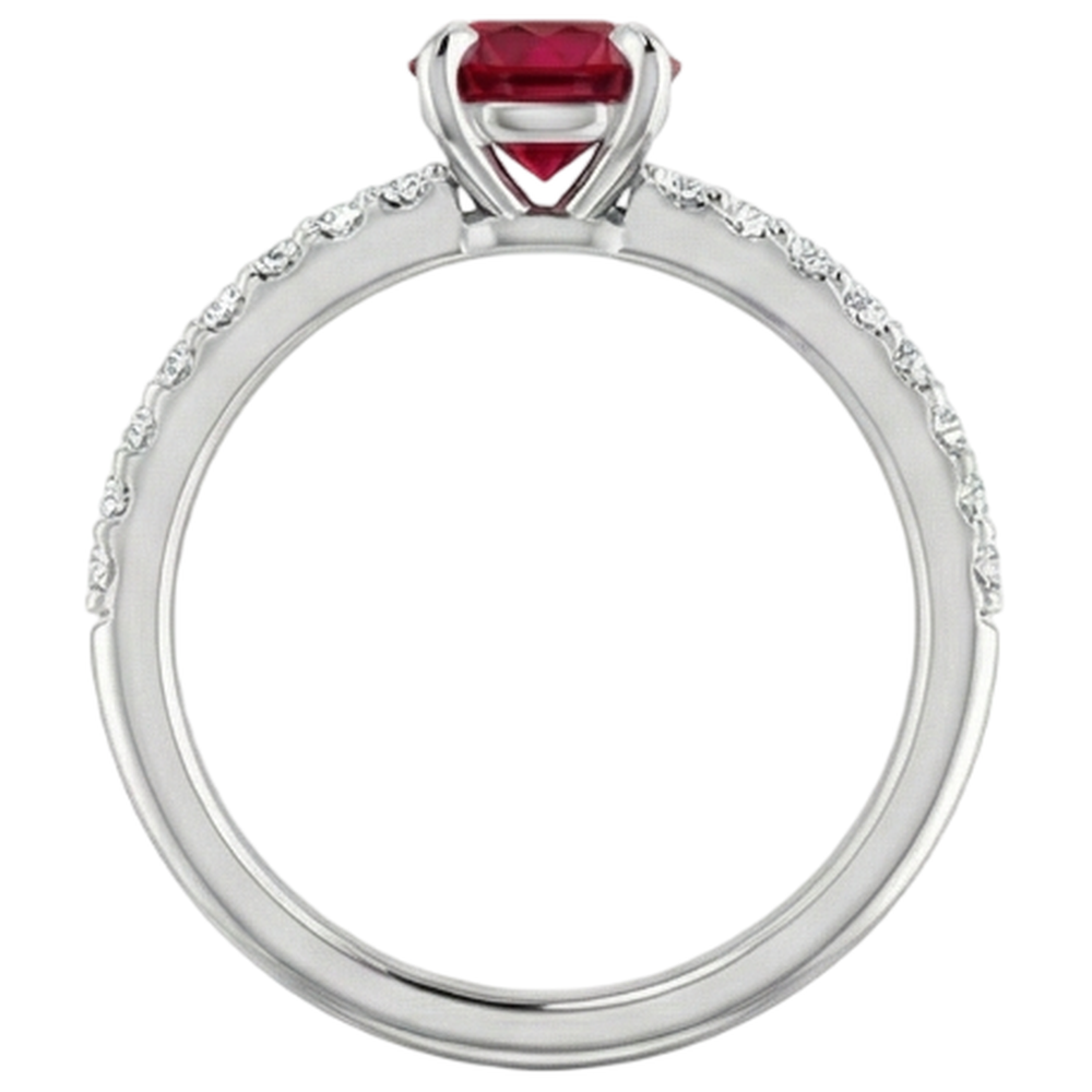 Round Ruby And Natural Earth Mined Diamond ( Not Lab Grown )s Ring 0.95 Carats