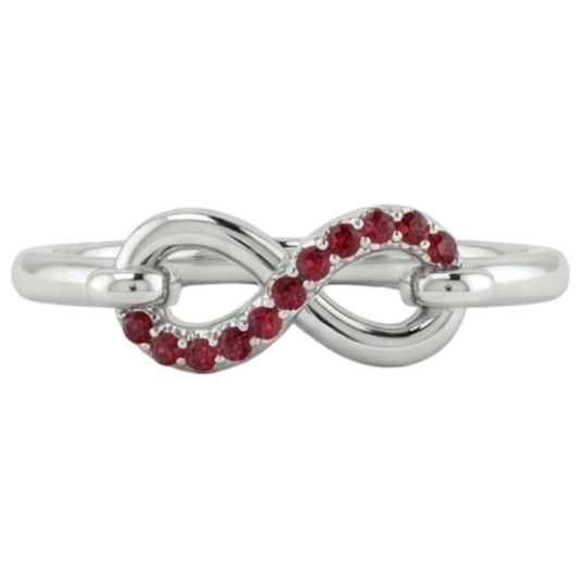 Round Ruby Ring Infinity 1 Carat White Gold 14K