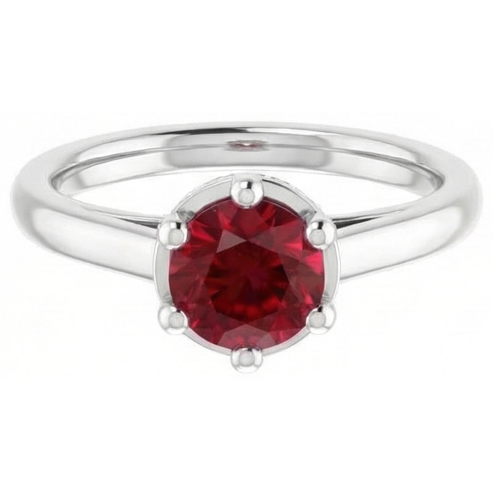 natural round ruby 1.25ct ring top view