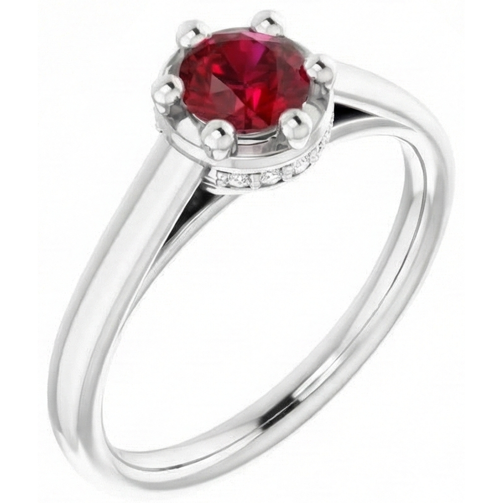 natural round ruby 1.25ct ring profile view