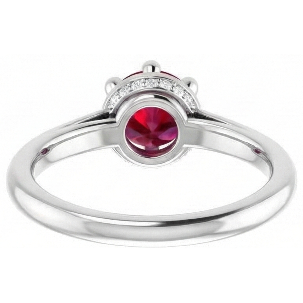 natural round ruby 1.25ct ring on white background