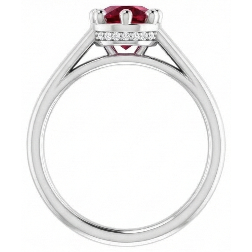 natural round ruby 1.25ct ring band detail