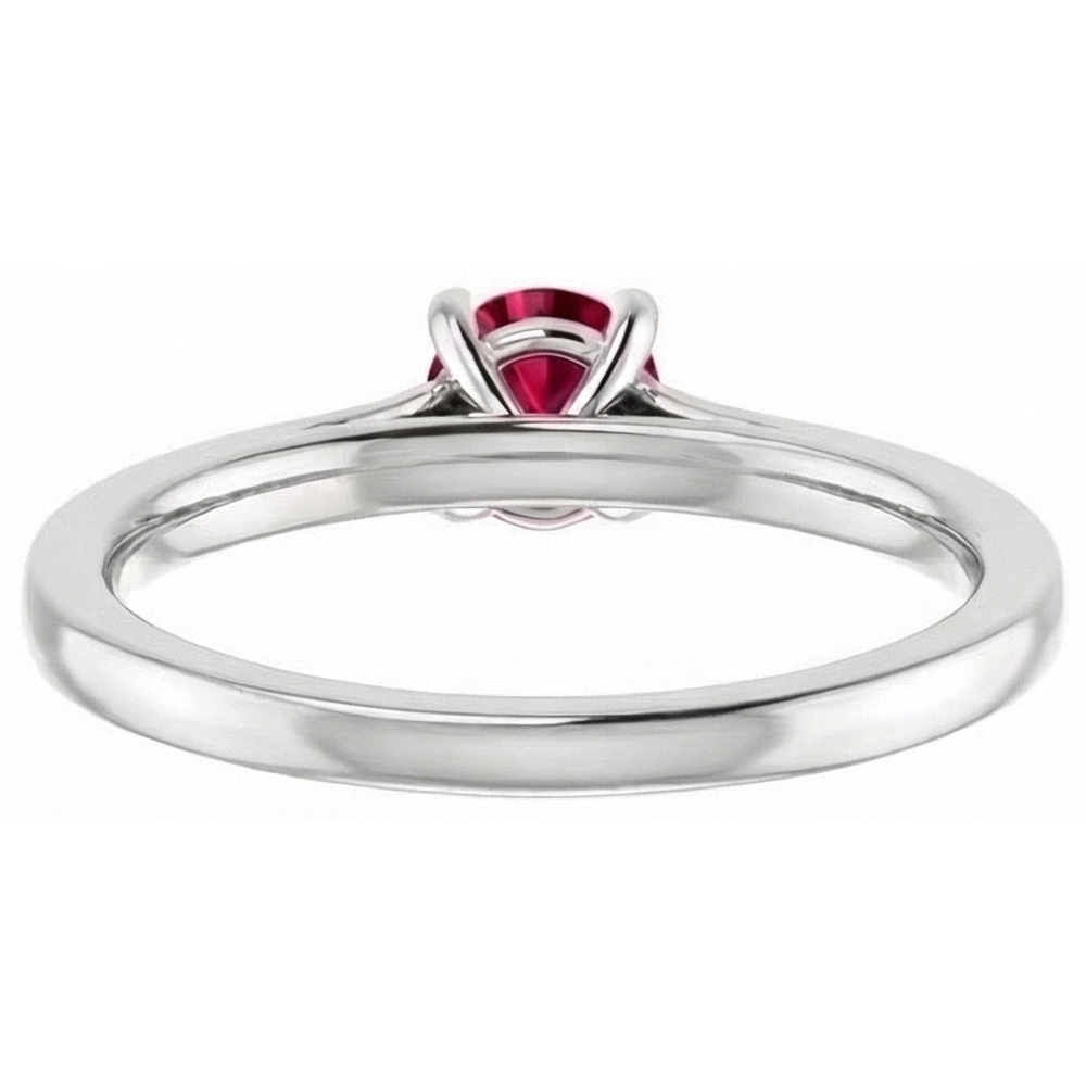 Round Ruby and Princess Natural Earth Mined Diamond ( Not Lab Grown ) Ring 2 Carats White Gold 14K