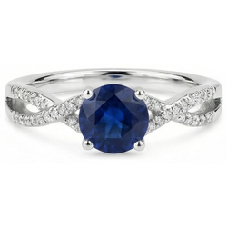 Natural Sapphire Ring 1ct - White Gold 14K