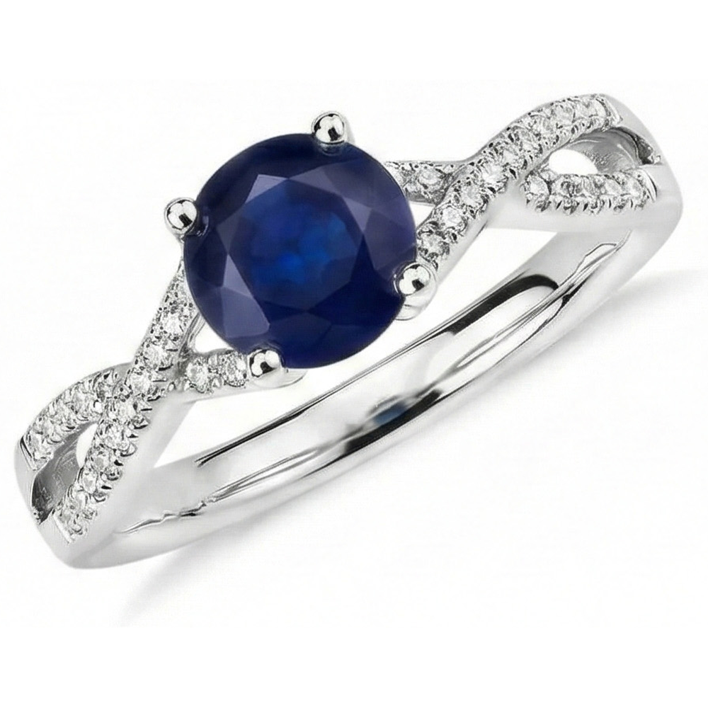 natural round sapphire 1ct ring side angle