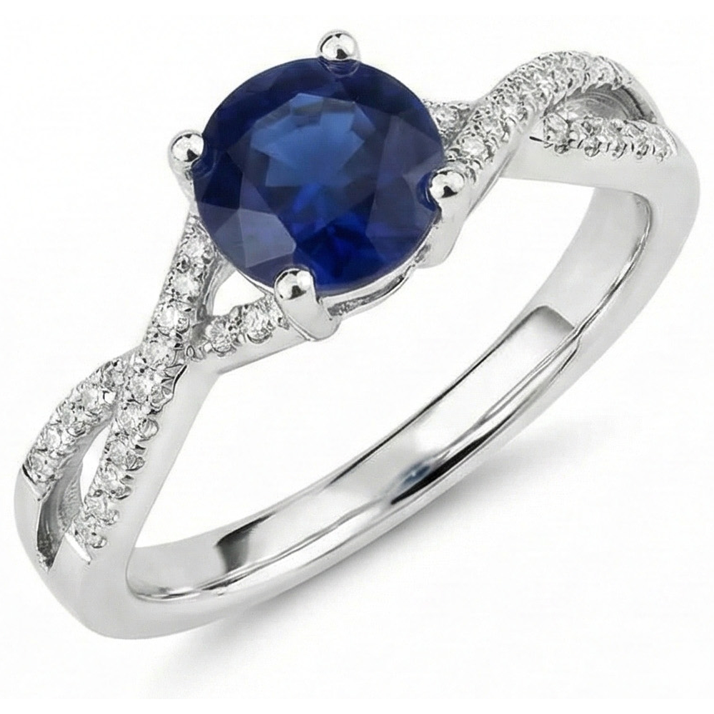 natural round sapphire 1ct ring top view