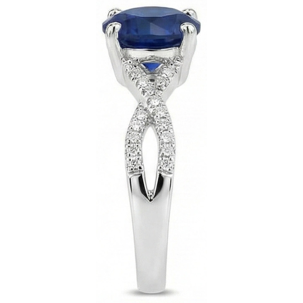natural round sapphire 1ct ring close up detail