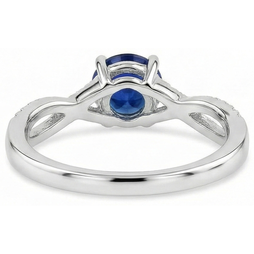 natural round sapphire 1ct ring on white background