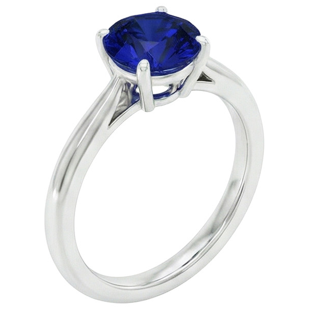 natural round sapphire 4ct ring side angle