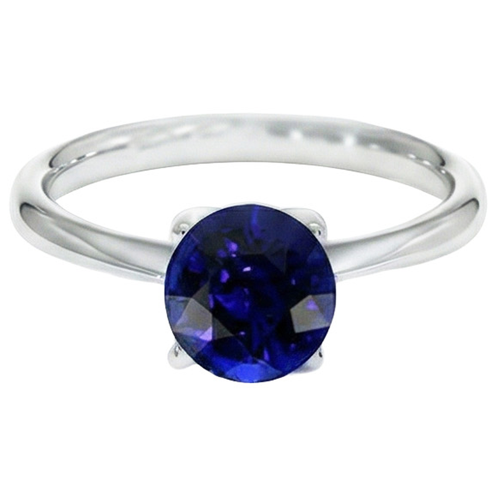 natural round sapphire 4ct ring front view