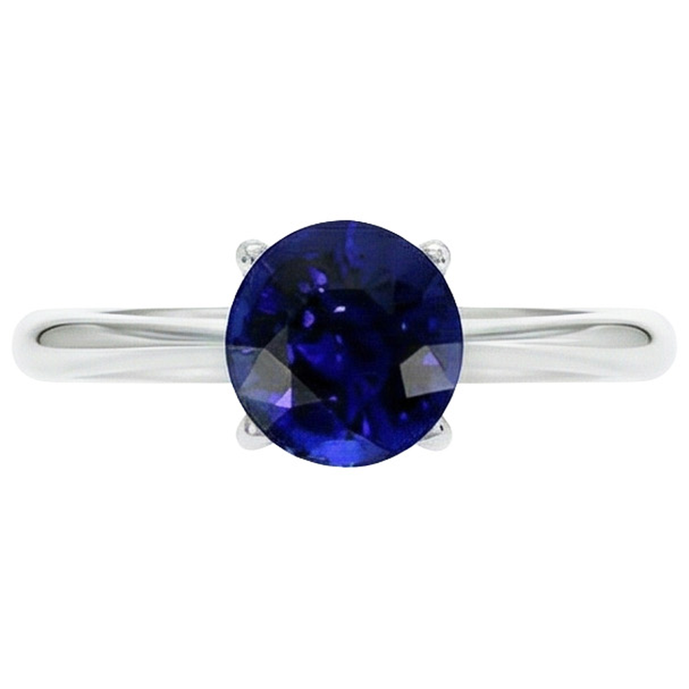 natural round sapphire 4ct ring close up detail